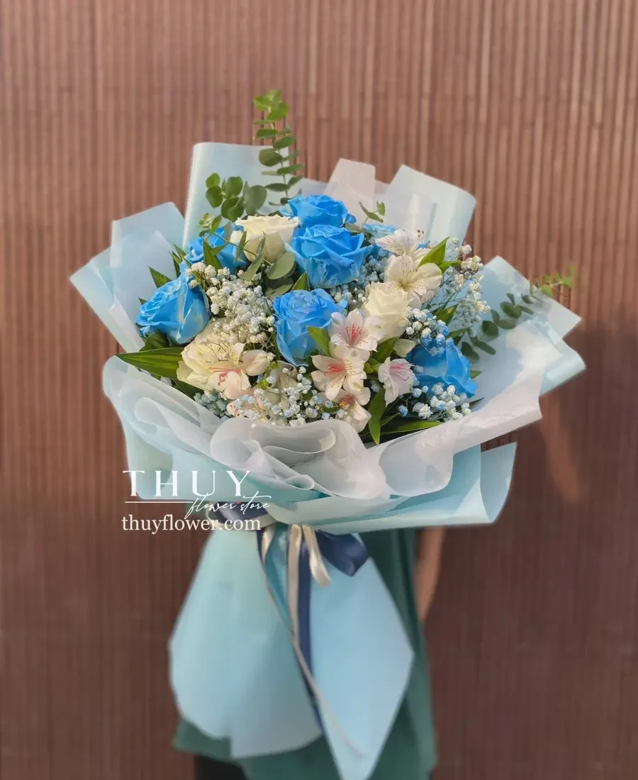 Bó hoa hồng xanh dương đẹp tặng người yêu