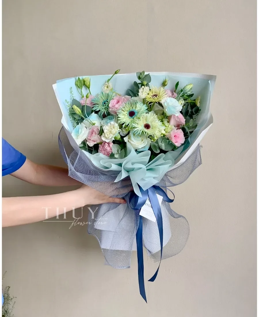 Bó hoa màu xanh dương size vừa