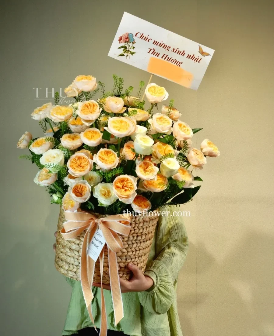 tặng hoa có gu với Giỏ hoa hồng Juliet