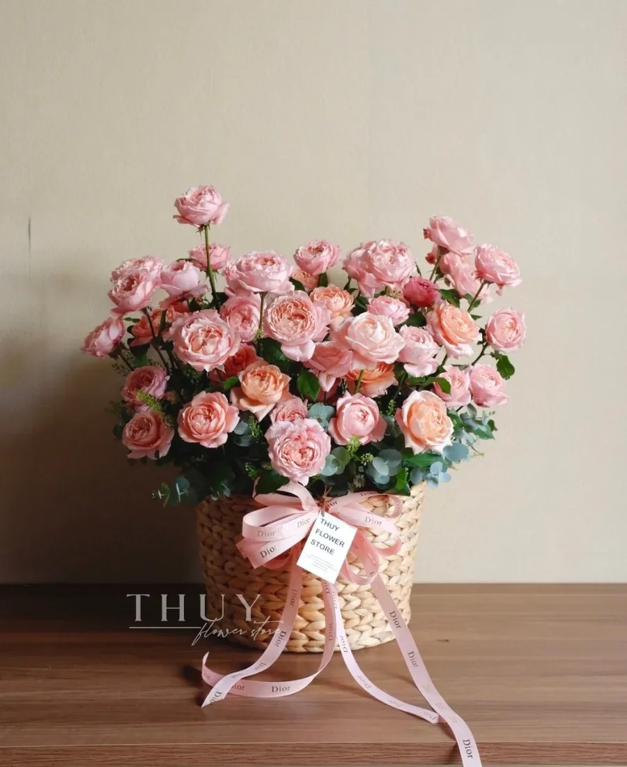 Lẵng hoa hồng julietta giỏ luc bình