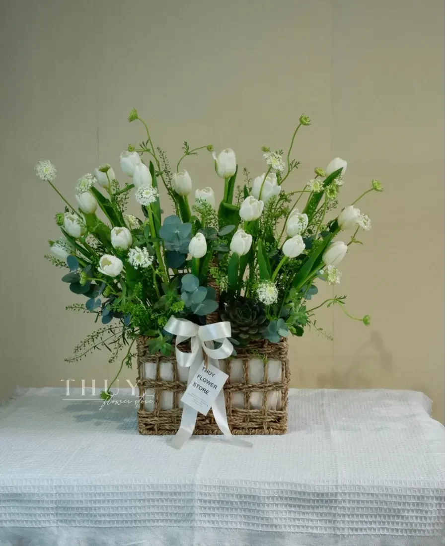 lẵng hoa tulip tặng mẹ thanh lịch